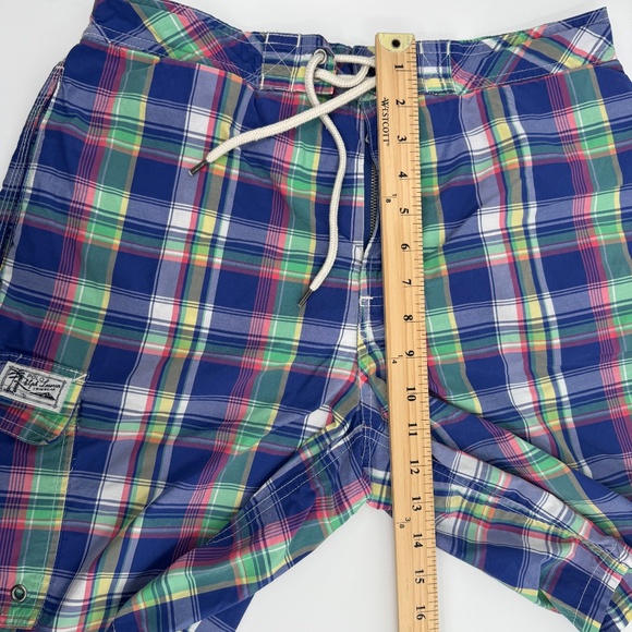 Polo Ralph Lauren Swim Shorts Men Medium Multicolor Plaid Trunks Lined Elastic - Picture 13 of 15